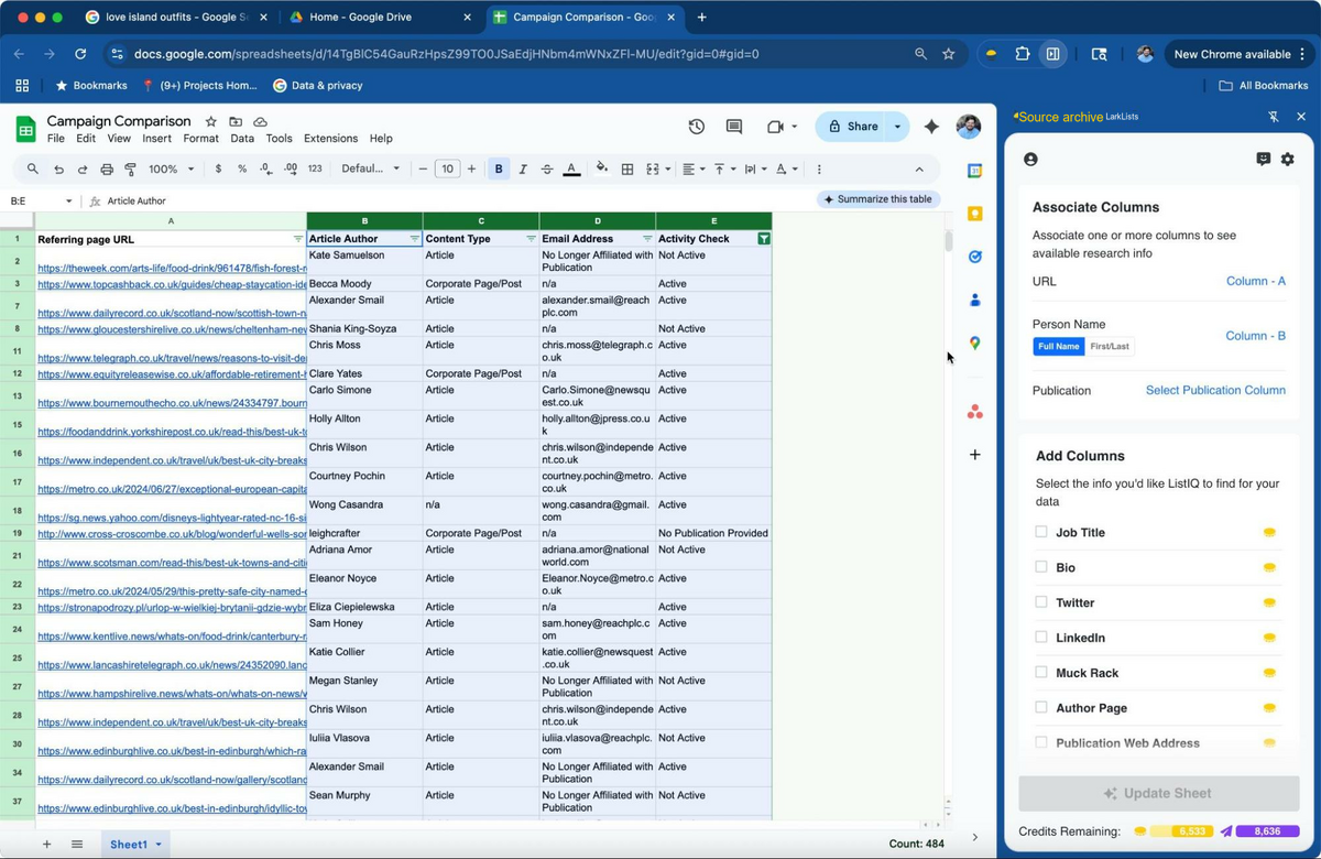 list iq columns added