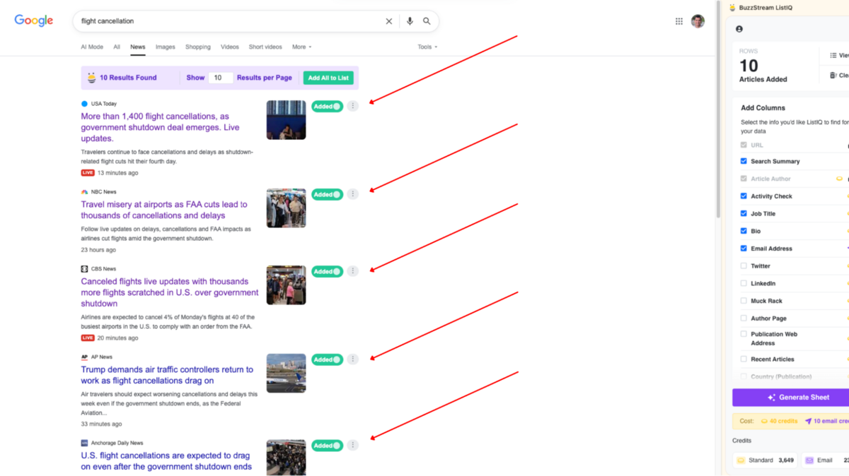 OutreachLark Lists serp