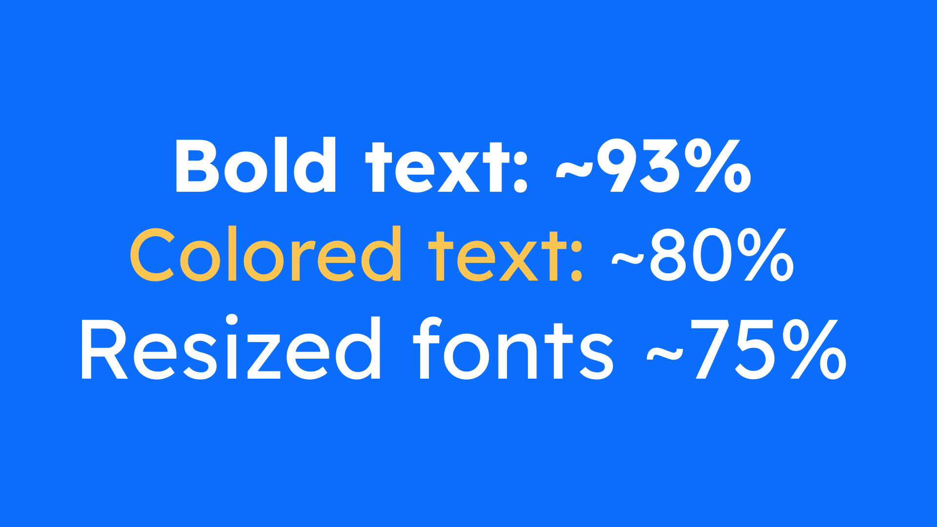 bold text, colored text, resized fonts