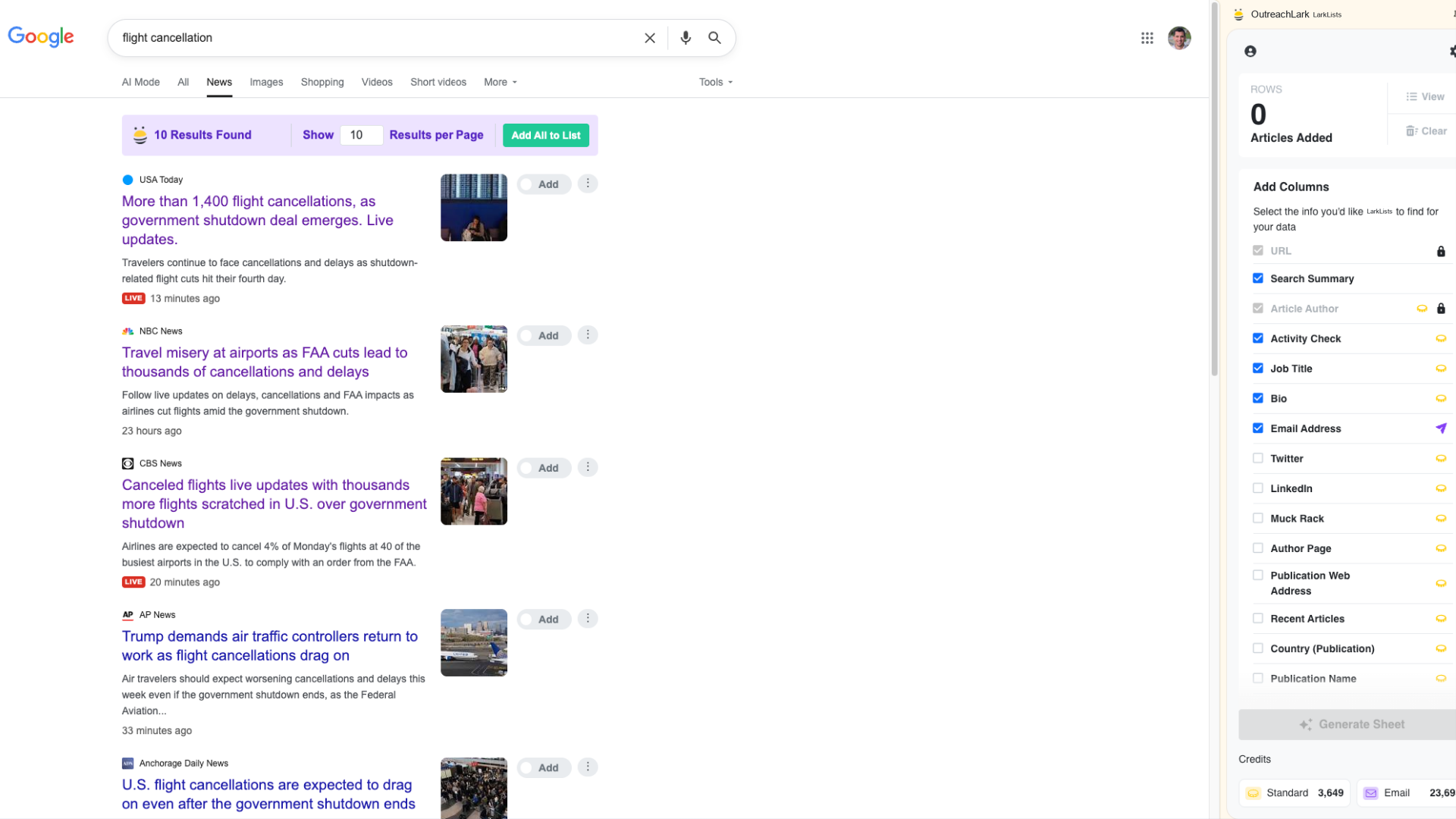 OutreachLark Lists on google news