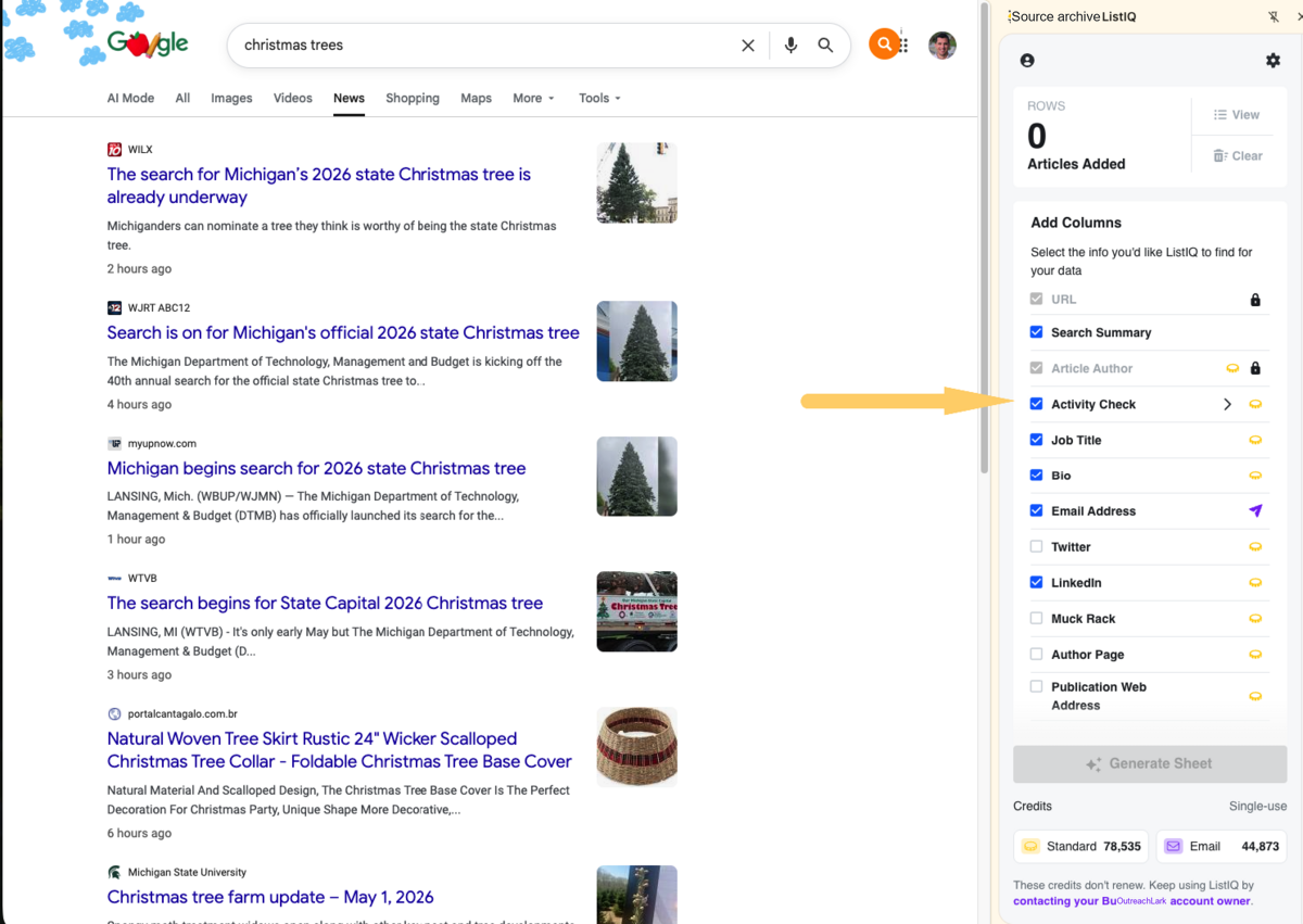 OutreachLark Lists activity check settings
